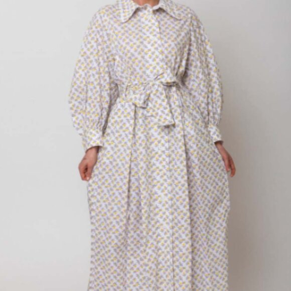 Thierry Colson White W/ Blue Orange Floral Cotton NWT - Picture 3 of 8